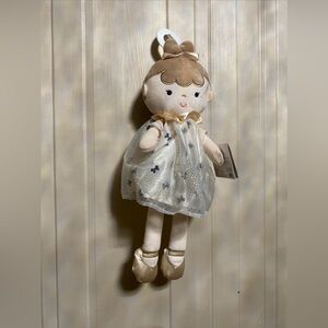 Little Me Baby Gear Angel Girl Plush Toy   16” Doll White Silver